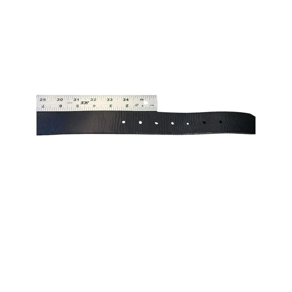 American Eagle Classic Black Leather Belt with Brass D-Ring Buckle M/L